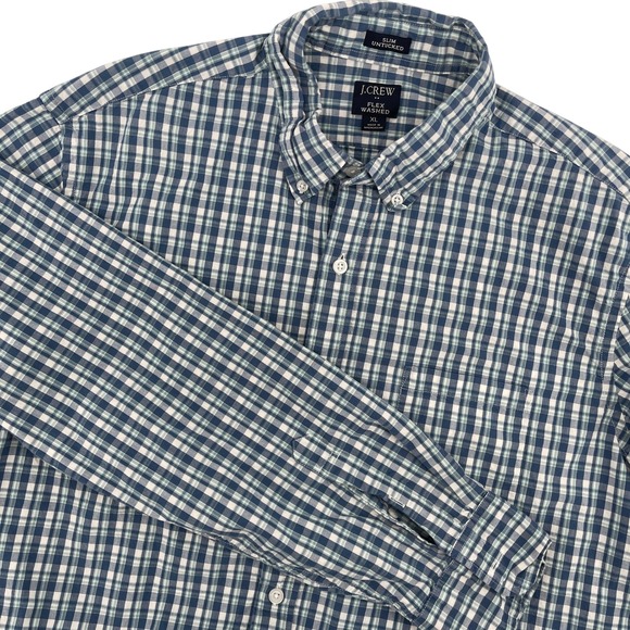 J. Crew Other - J Crew Mens Slim Untucked Flex Washed Plaid Button Down Shirt‎ XL